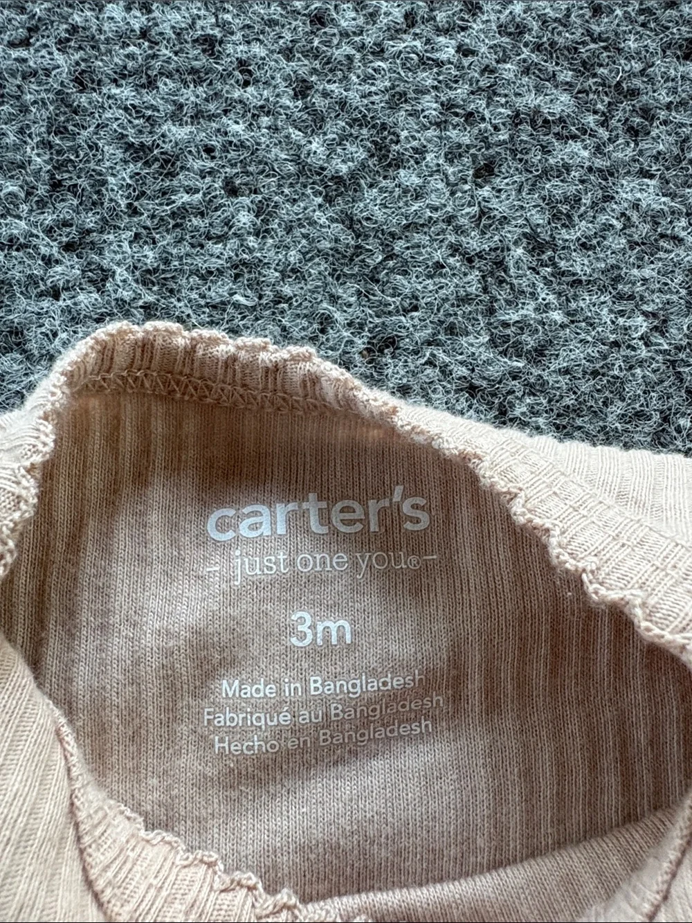 Carter's Ribbed Baby Bodysuit and Leggings in Light Beige - Floral - Size 3 mo